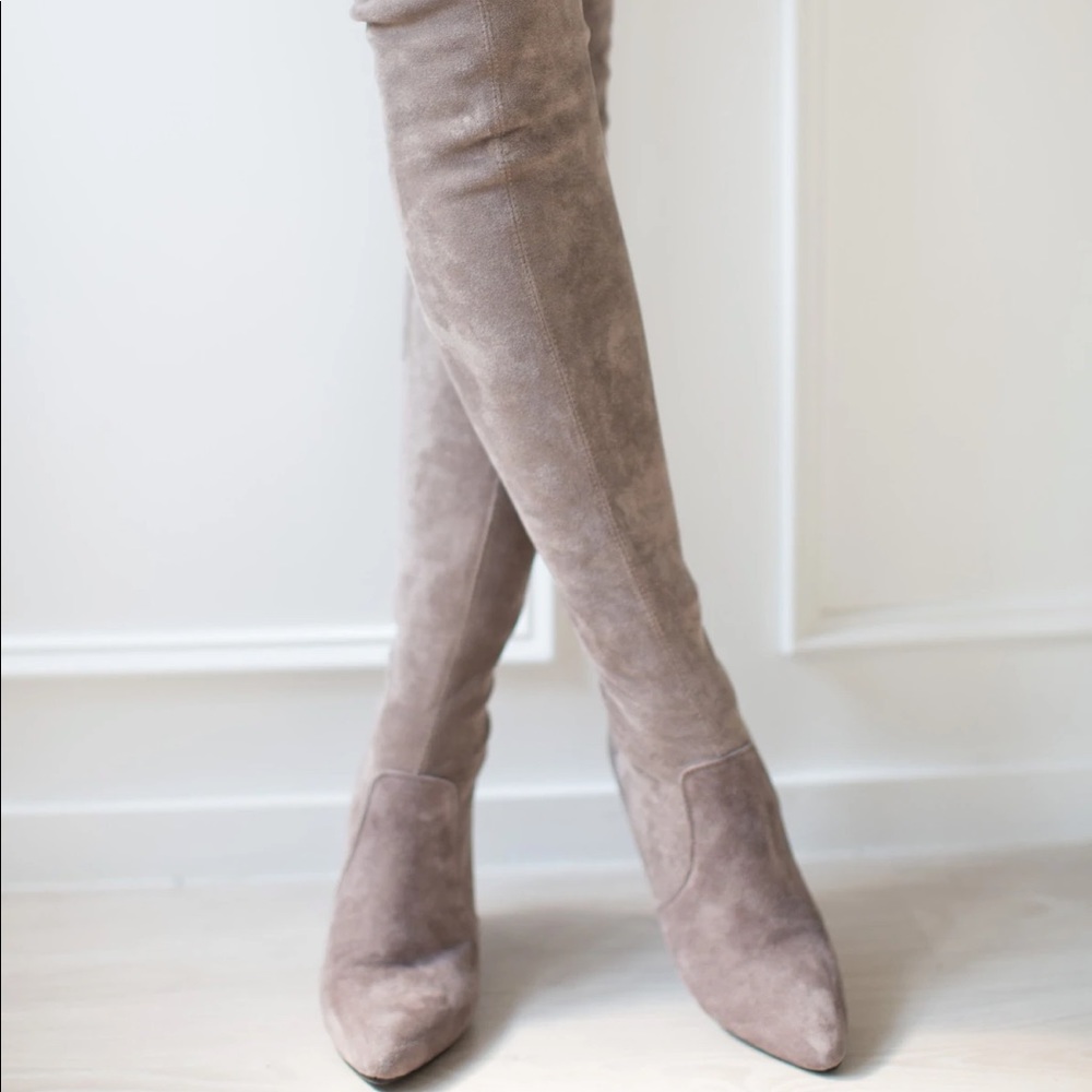 Goodnight macaroon taupe over the knee suede boots
